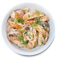 Картофель с курицей и грибами в сливочном соусе